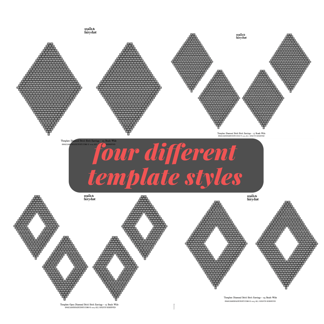 Diamond Shaped Earring Design Template Bundle for Procreate or Print - Four Template Bundle Instant Digital Download