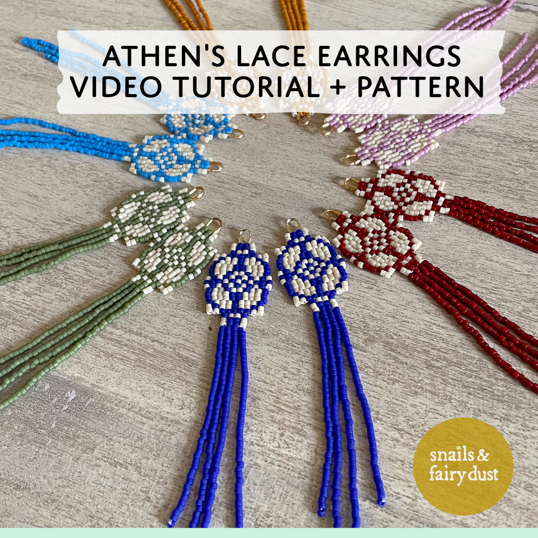Athens Lace Brick Stitch Earring tutorial VIDEO + PATTERN