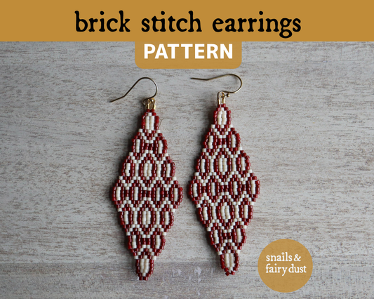 Burgundy Lattice Earring Pattern - Digital Download