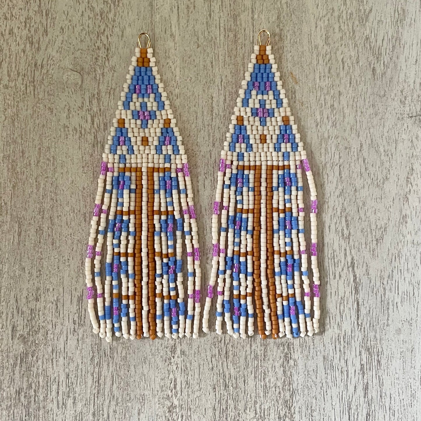 Blue Bells Beaded Fringe Earring Pattern - Instant Download PDF