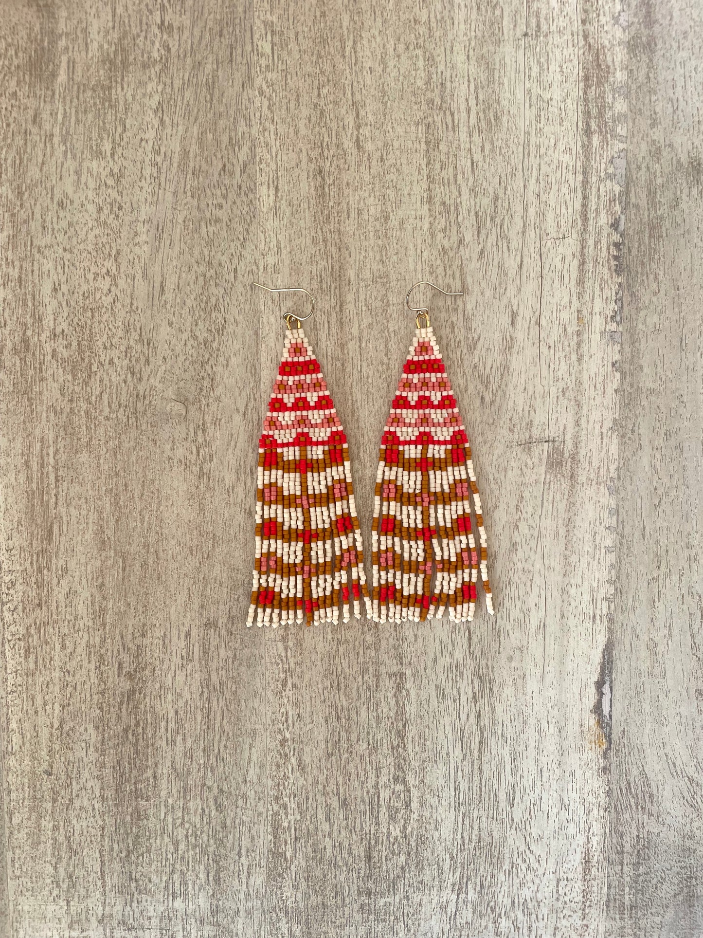 Rose Garden Beaded Fringe Earring Pattern - Instant Download PDF