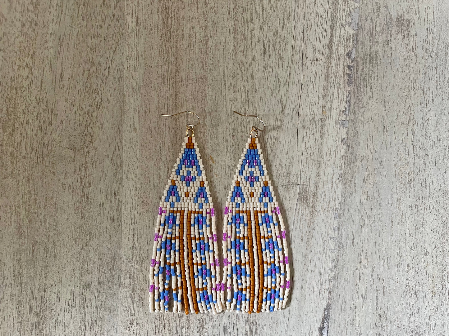 Blue Bells Beaded Fringe Earring Pattern - Instant Download PDF