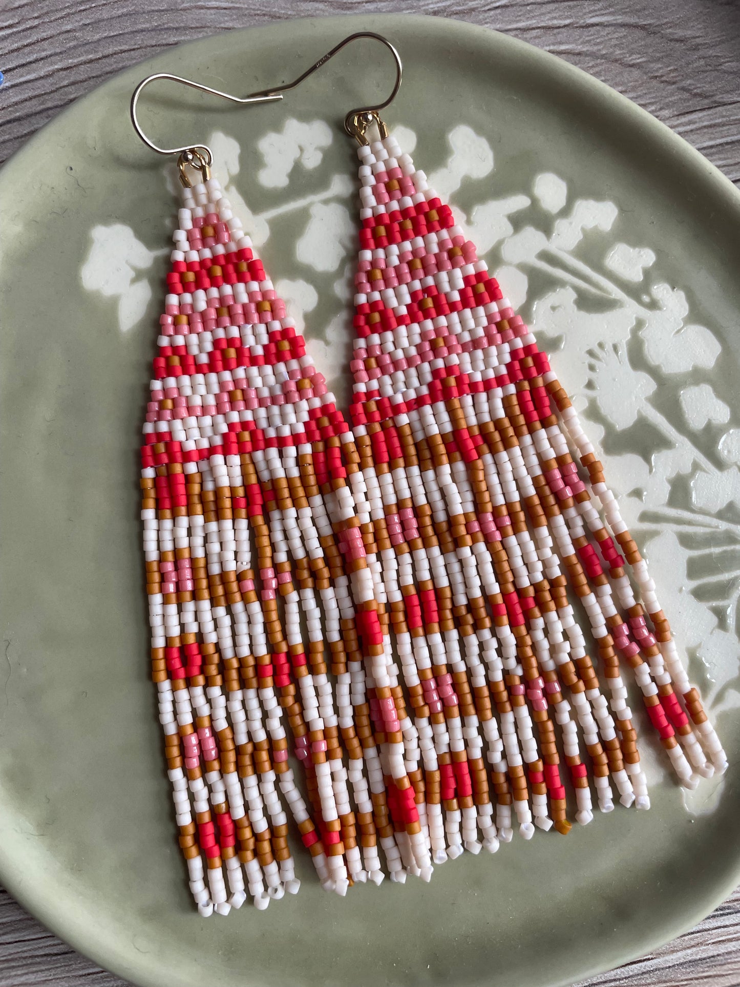 Rose Garden Beaded Fringe Earring Pattern - Instant Download PDF