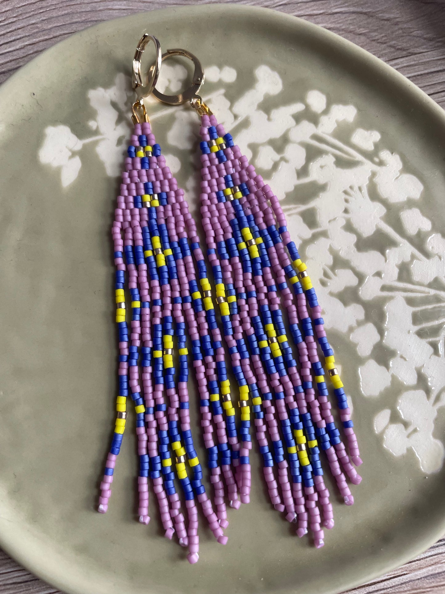 Forget-Me-Not Brick Stitch Fringe Earring Pattern - Digital Download