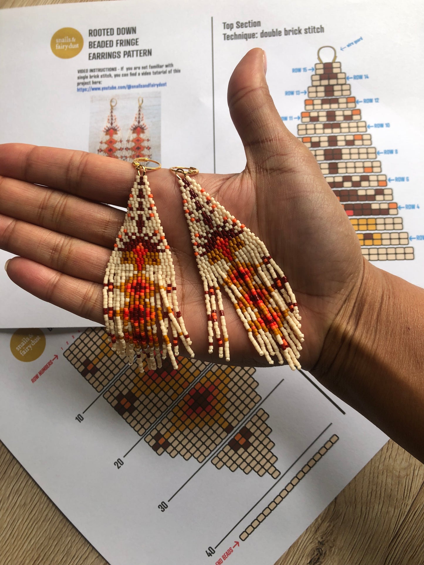Rooted Down Fringe Earrings Beading Pattern - Digital Download
