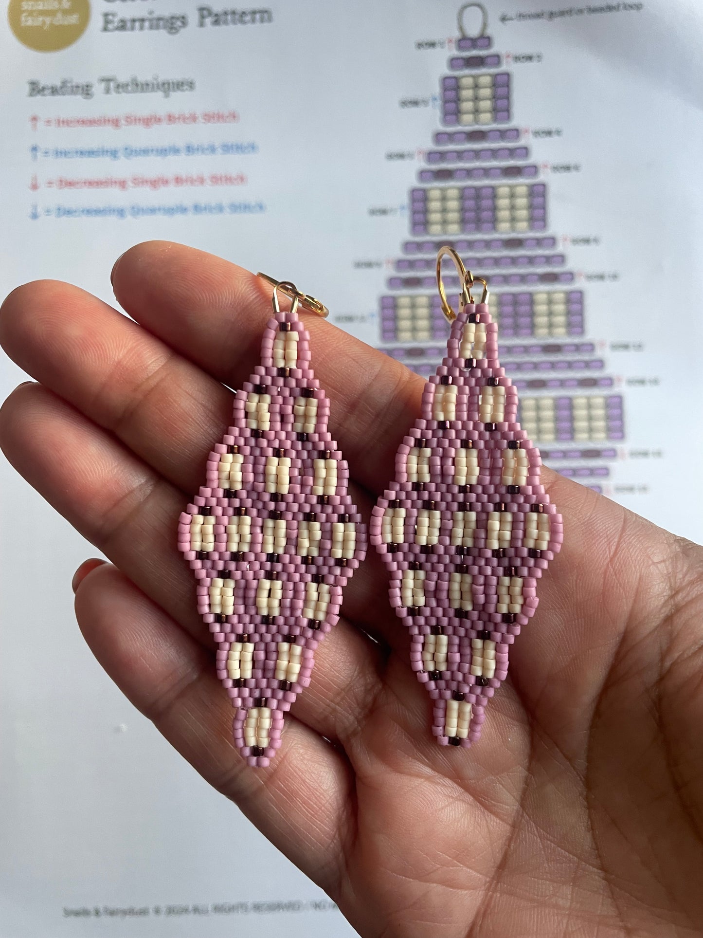 Ceres Brick Stitch Beaded Earring Pattern - Digital Download