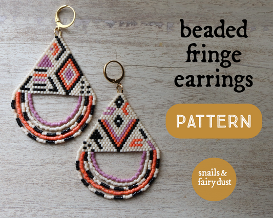 Lovely Day Brick Stitch Fringe Earrings Pattern - Digital Download