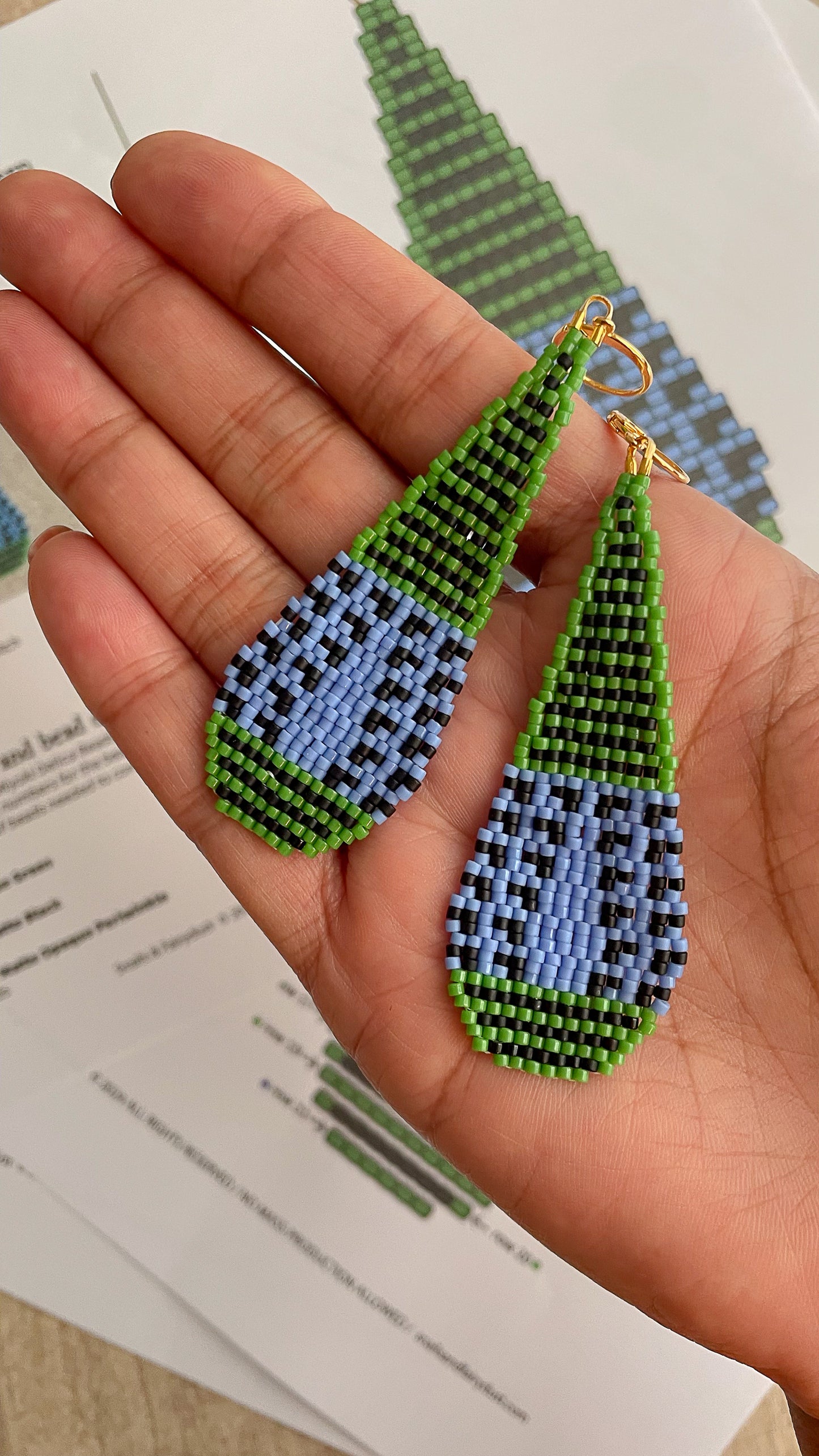 Rhiannon Brick Stitch Beaded Earring Pattern - Digital Download