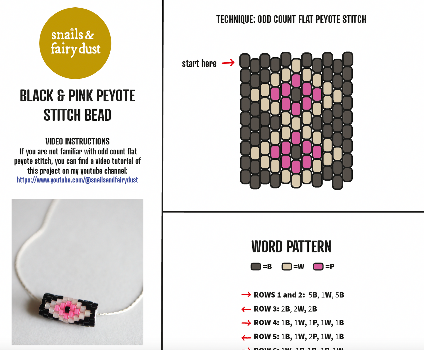 Free Pattern for Odd Count Peyote Stitch Bead