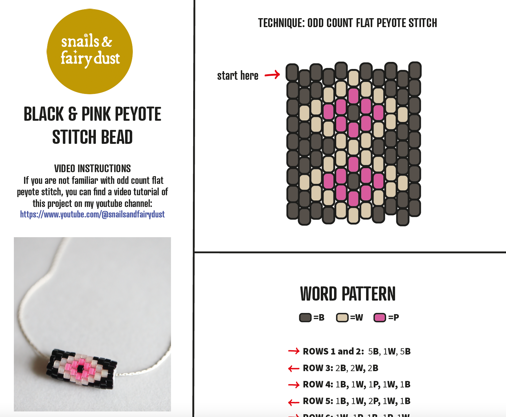 Free Pattern for Odd Count Peyote Stitch Bead