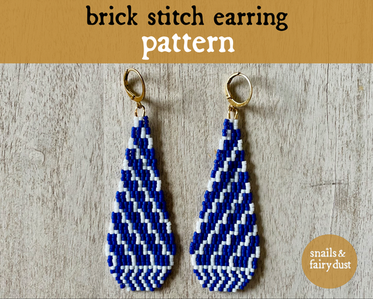 Indigo Zig Zag Beaded Earring Pattern - Digital Download