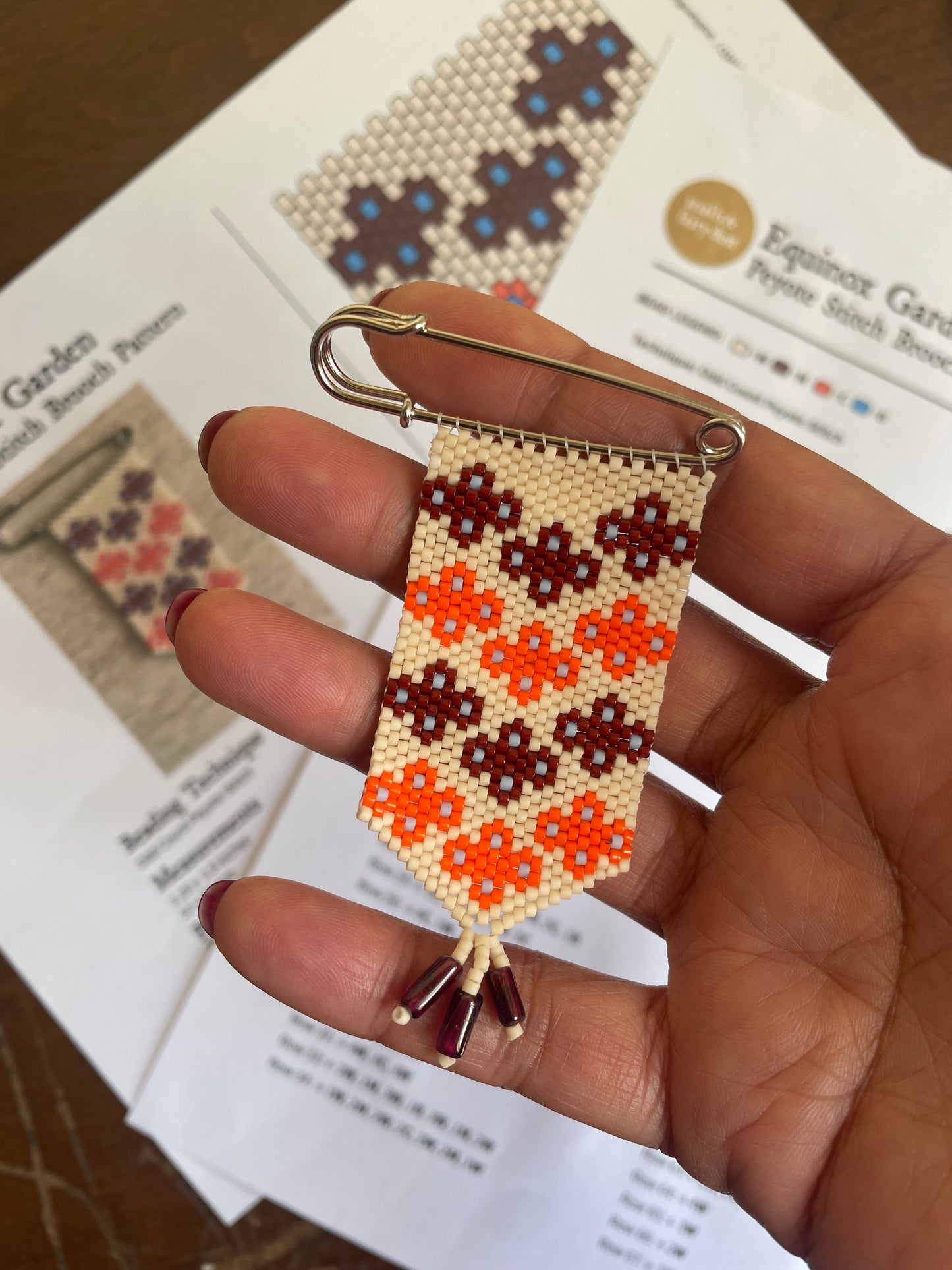Equinox Garden Peyote Stitch Charm Pin Beading Pattern | PDF