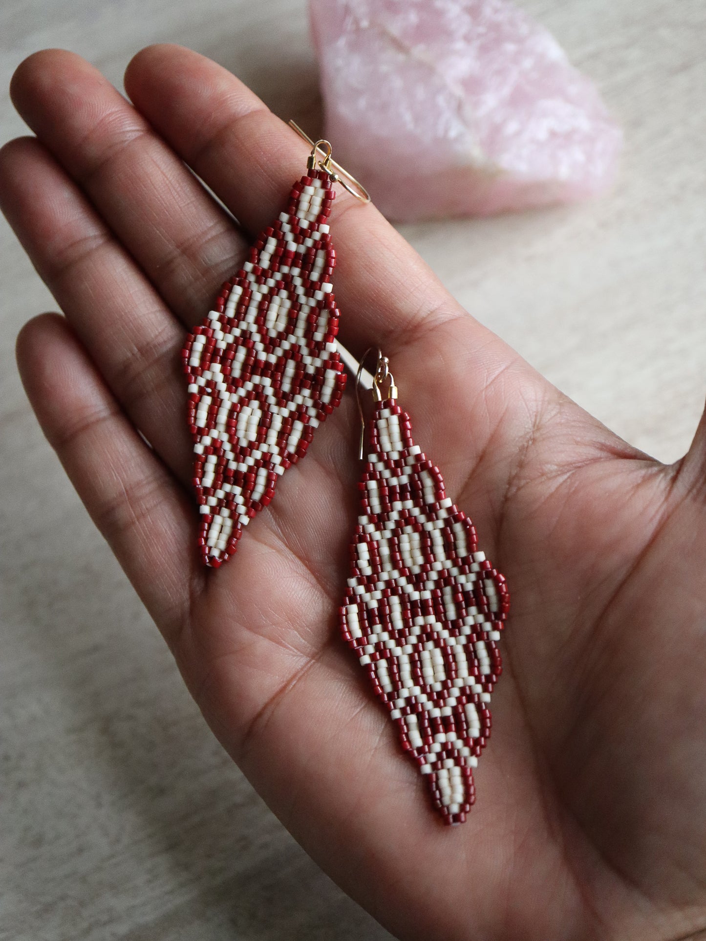Burgundy Lattice Earring Pattern - Digital Download
