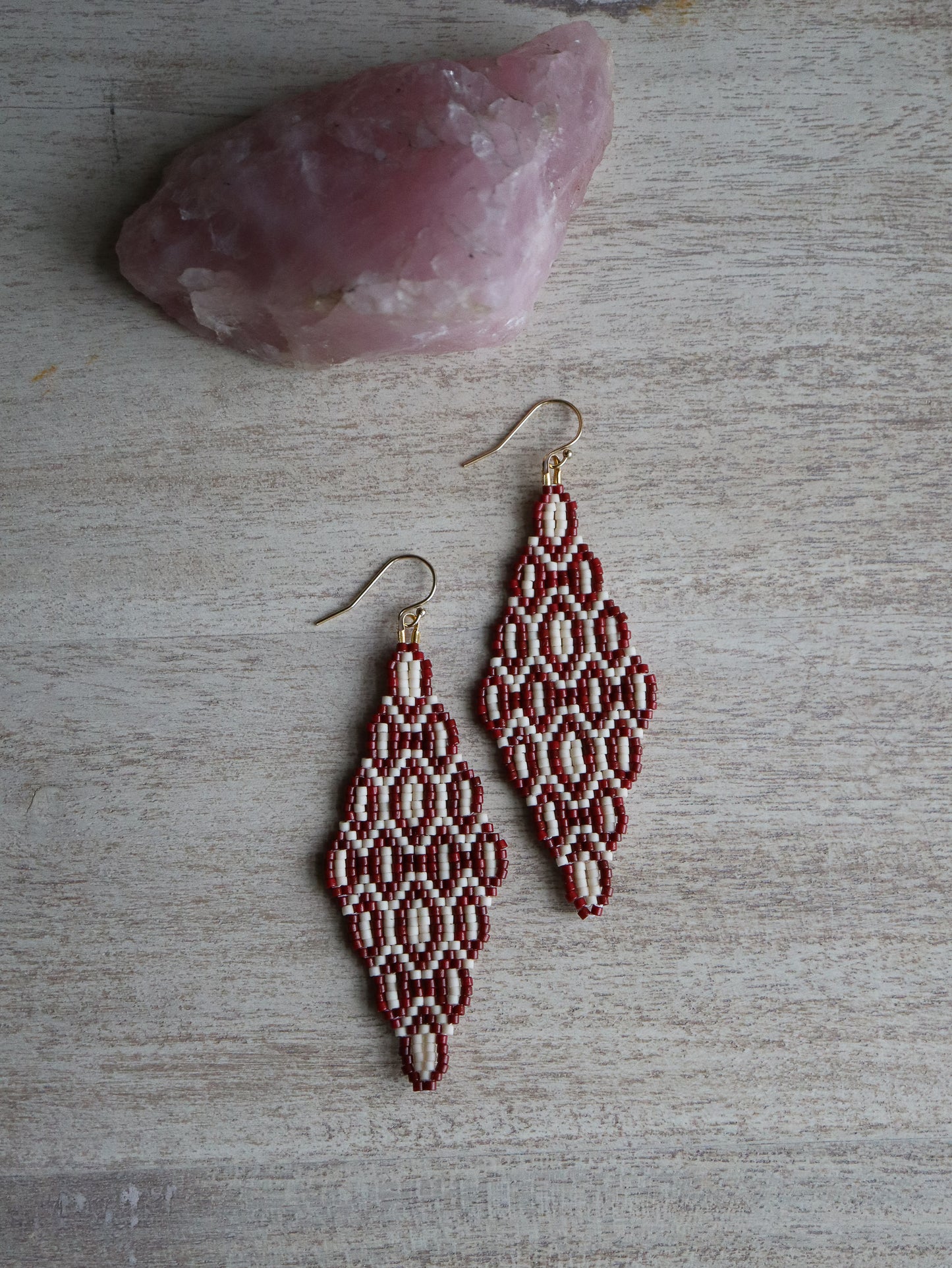 Burgundy Lattice Earring Pattern - Digital Download