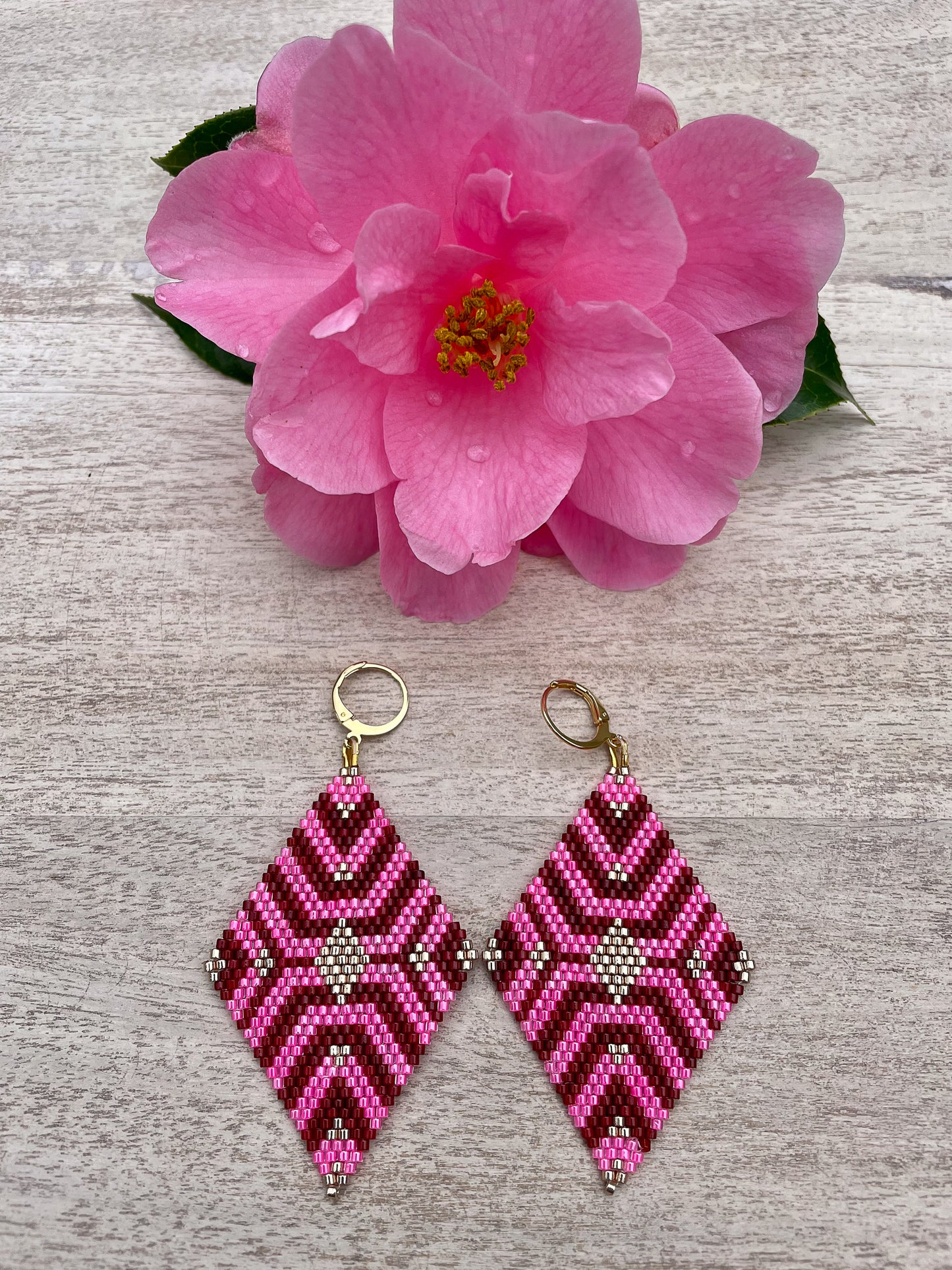 Camellia Season Diamond Earrings Pattern - Digital Download