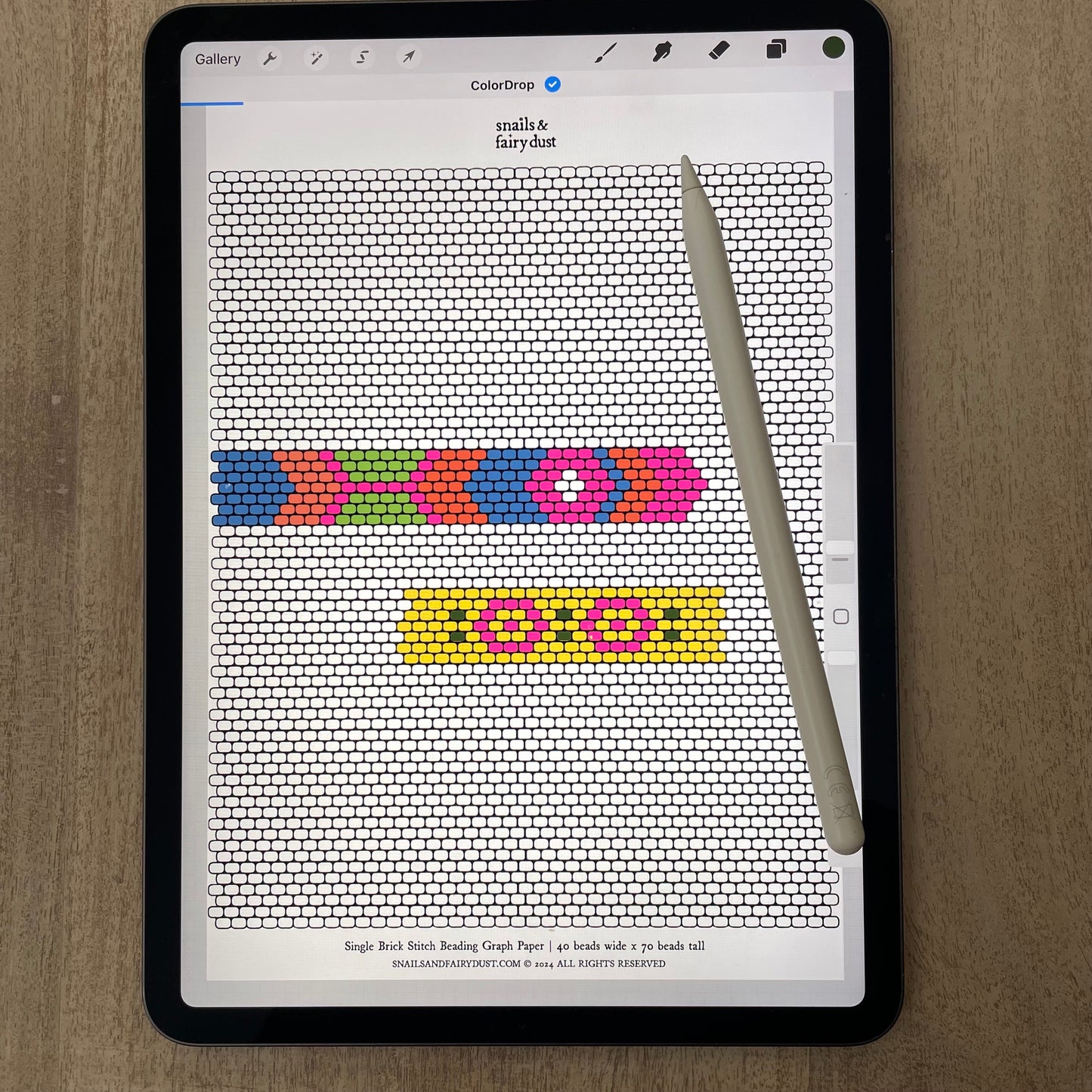 Full Page Brick Stitch Beading Template - Digital Beading Templates for Procreate or Print