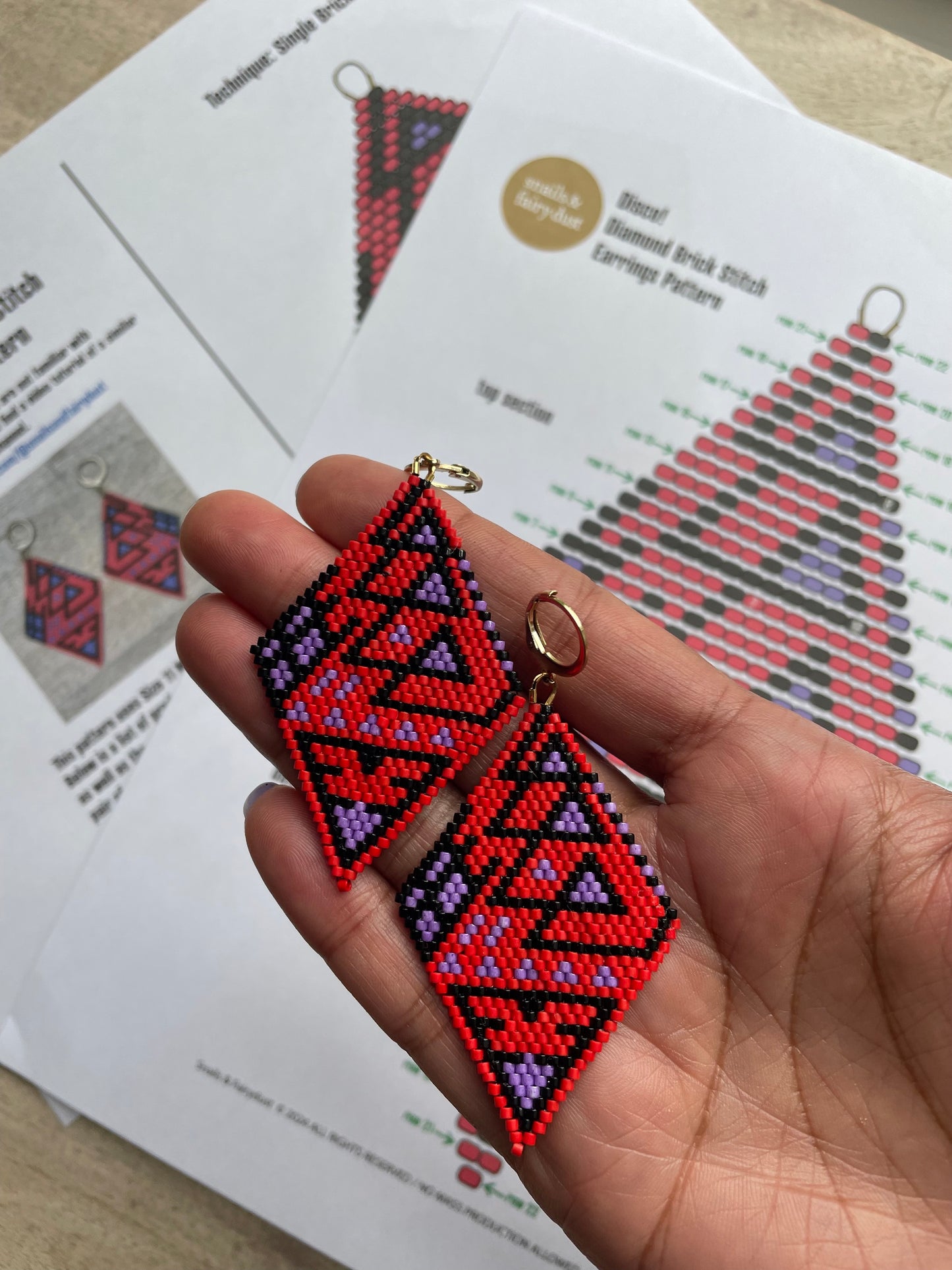 Disco! Diamond Brick Stitch Earrings Pattern - Digital Download