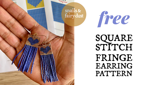 Photos of free beading pattern for square stitch earrings