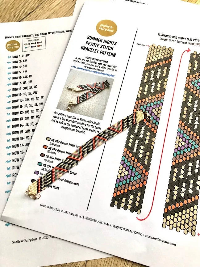 Summer Nights Peyote Stitch Bracelet Pattern - Digital Download