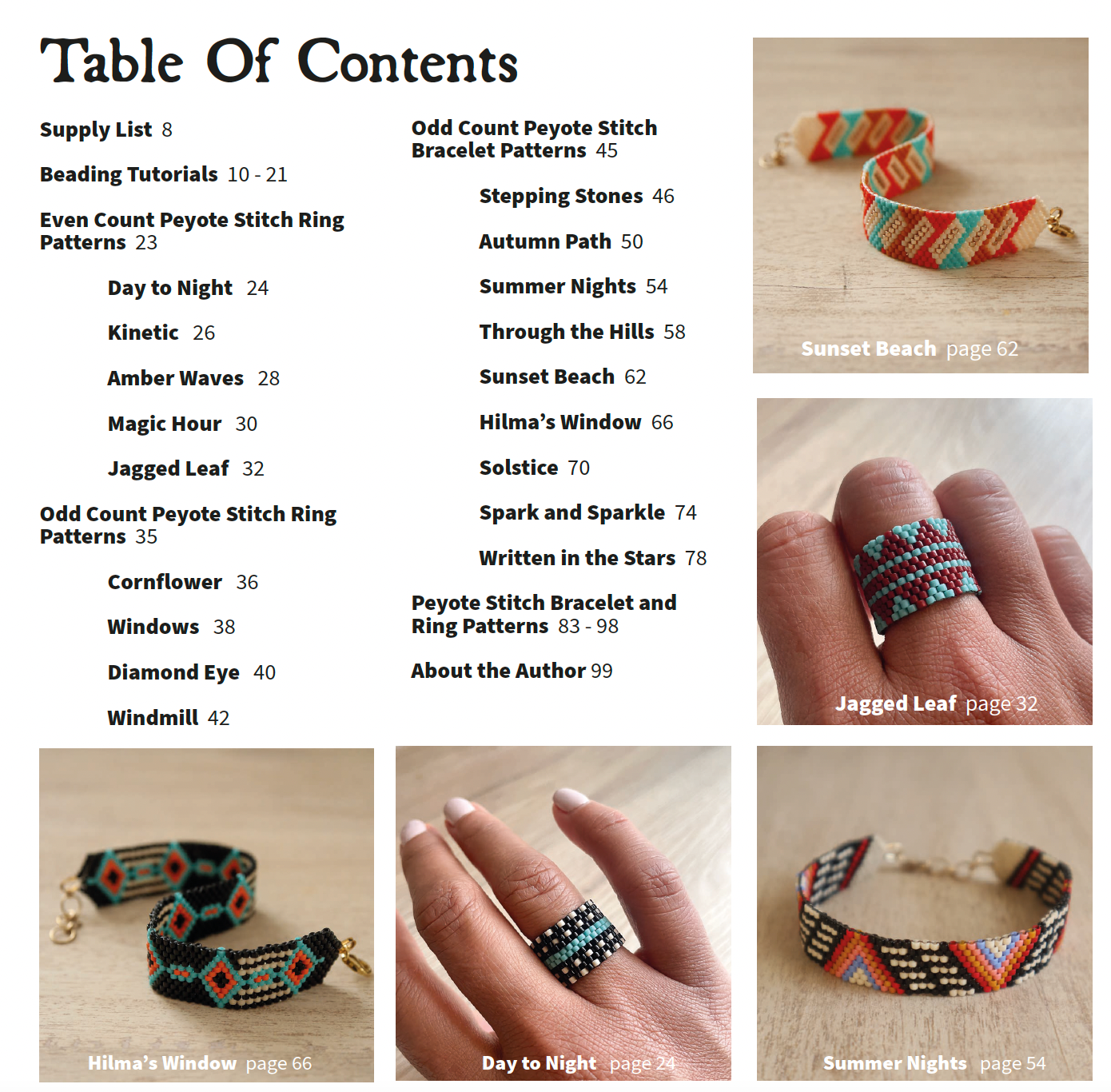 Learn To Make Peyote Stitch Rings and Bracelets : Step-By-Step Beading Tutorials Plus 18 Original Pattern | Ebook, Instant Download PDF