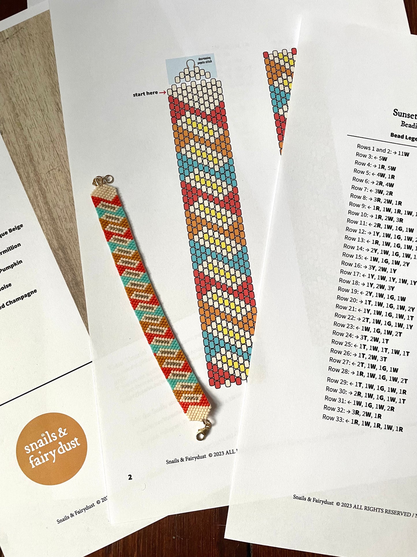 Sunset Beach Peyote Stitch Bracelet Pattern - Digital Download