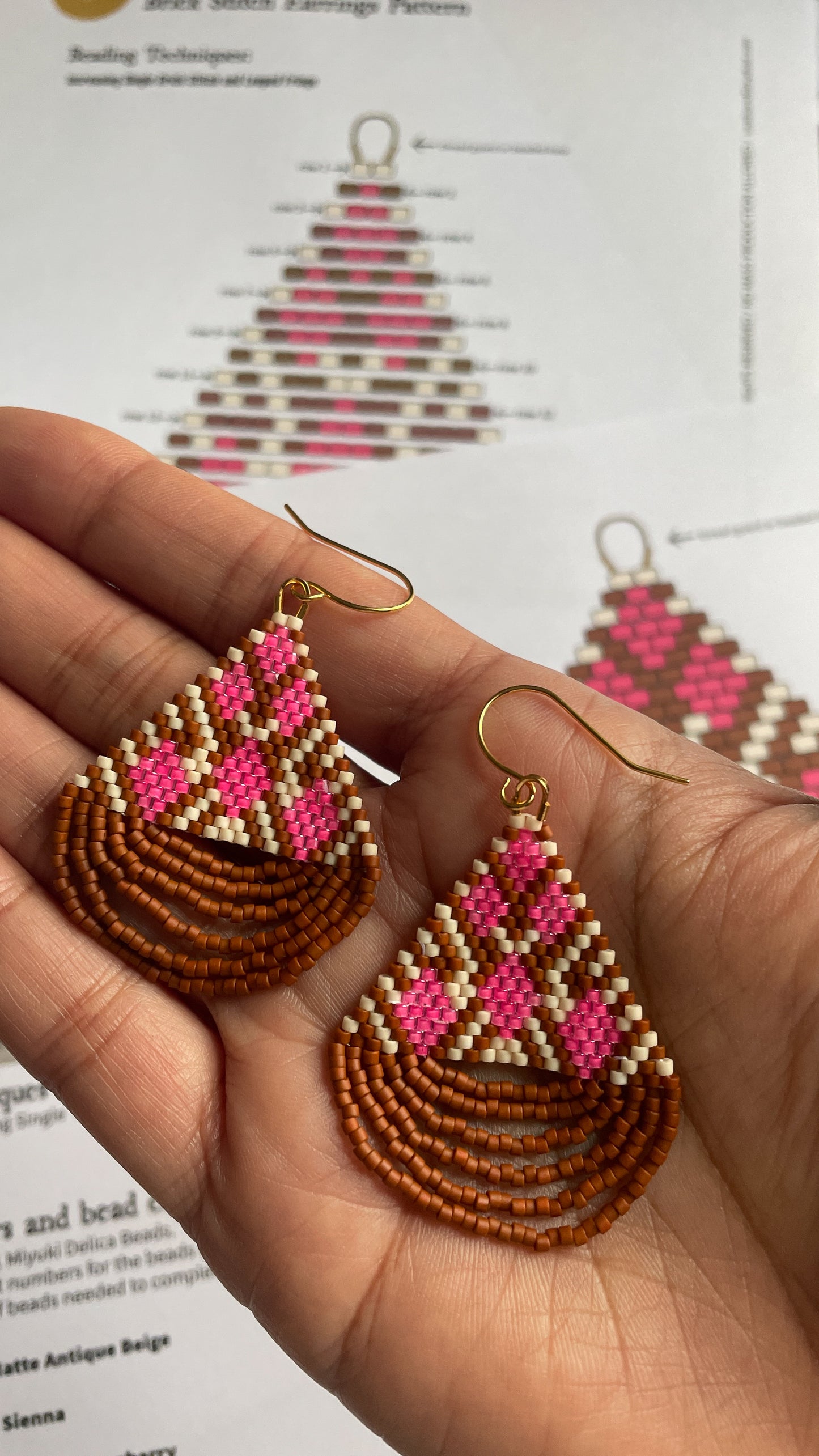 Sakura - Beaded Earring Pattern PDF with Miyuki Delica Beads