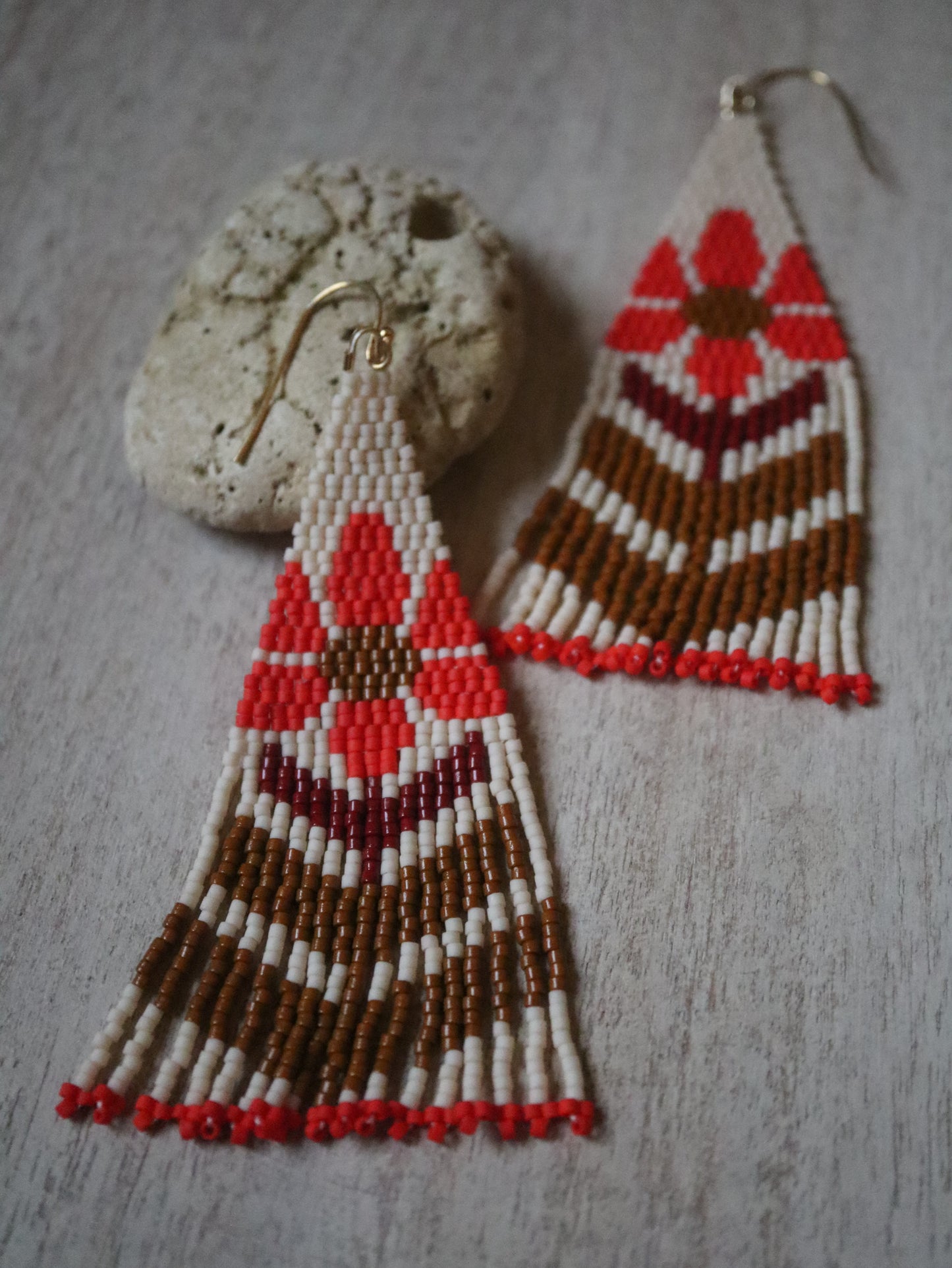 Earthy Funky Flower Fringe Earrings Pattern - Digital Download