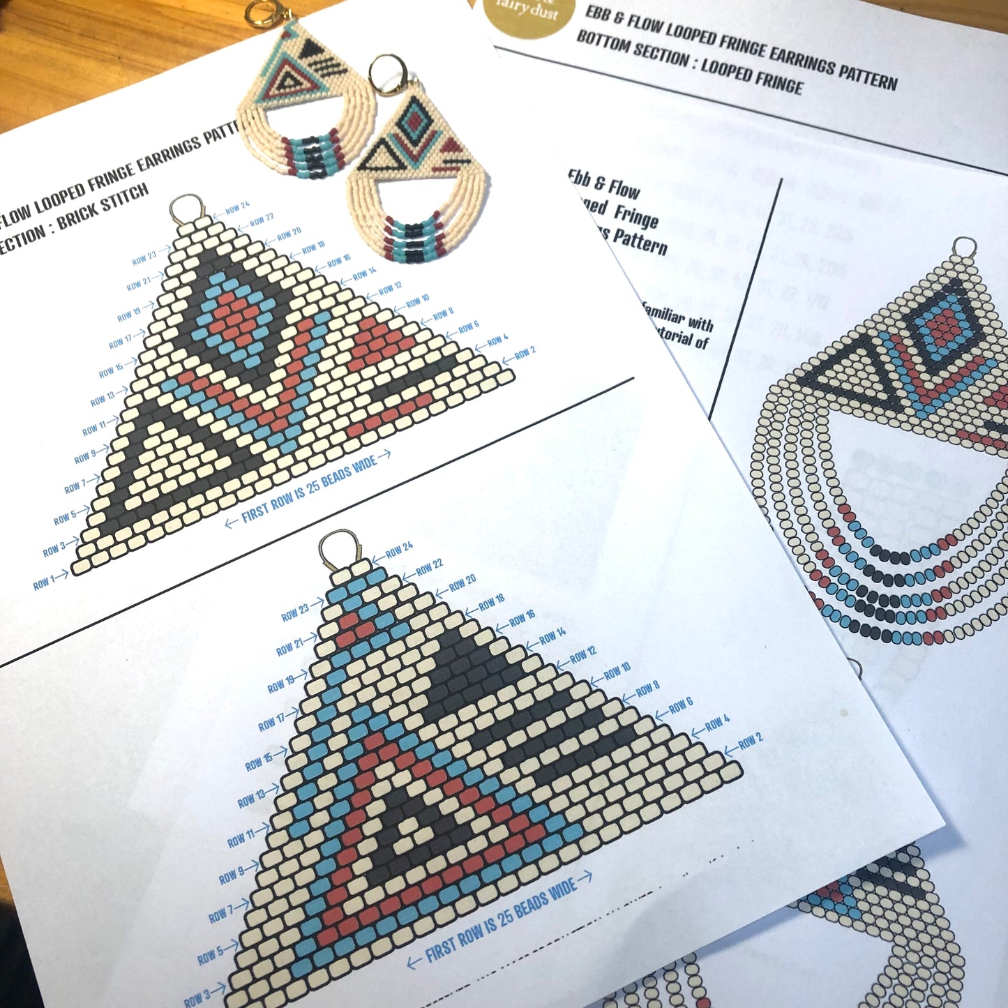 Ebb & Flow Beaded Looped Fringe Earrings Pattern - Digital Download