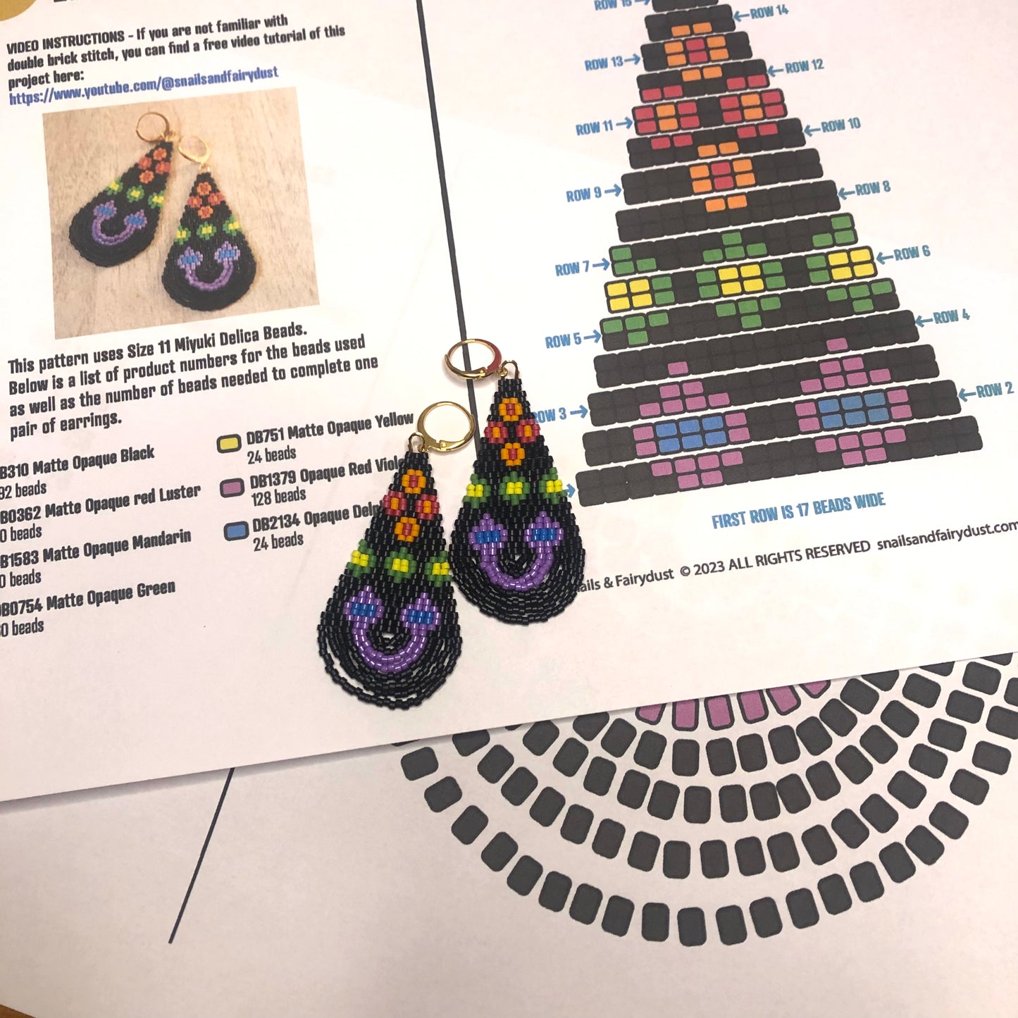 Rainbow Garden Beaded Looped Fringe Earrings Pattern - Digital Download