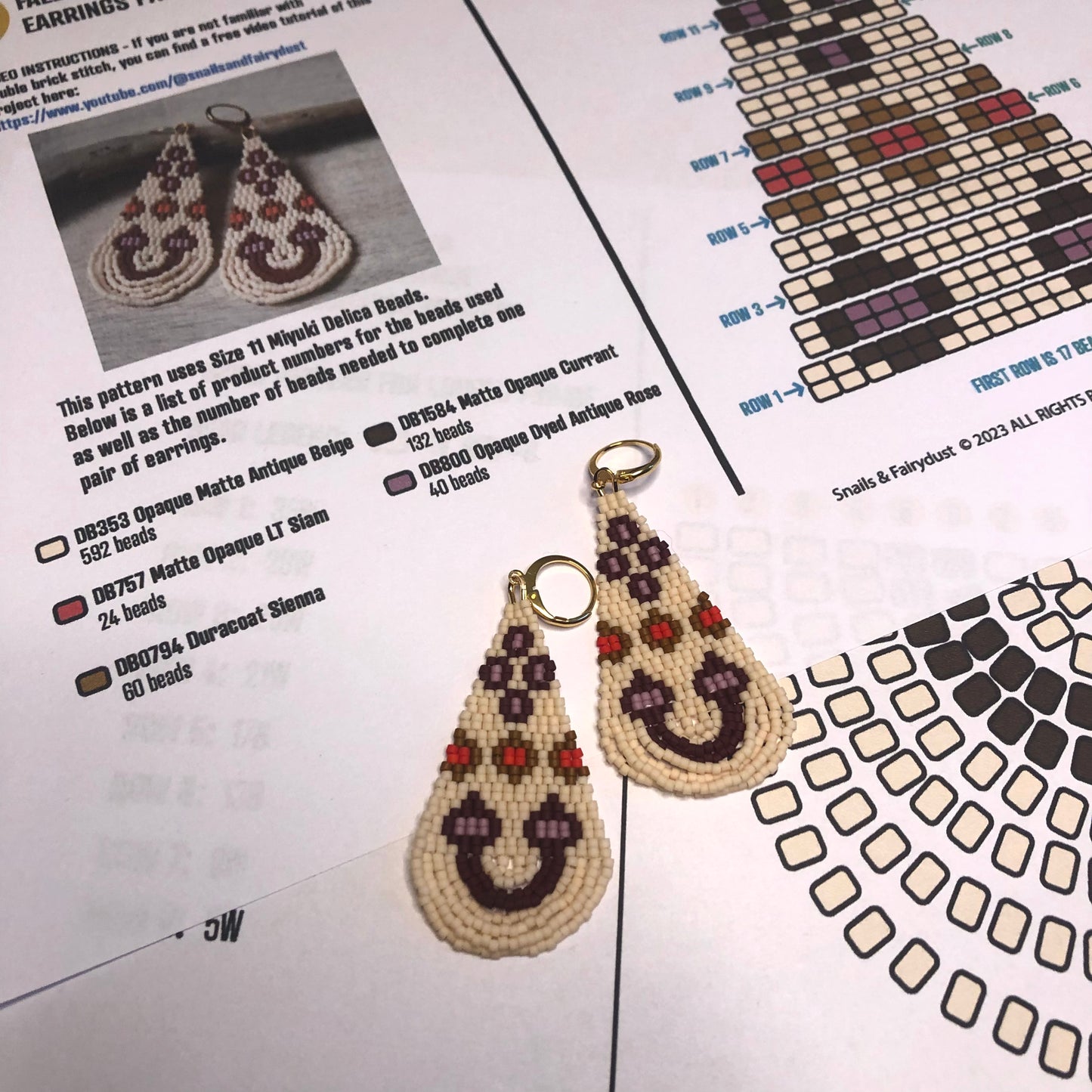 Fall Garden Beaded Looped Fringe Earrings Pattern - Digital Download