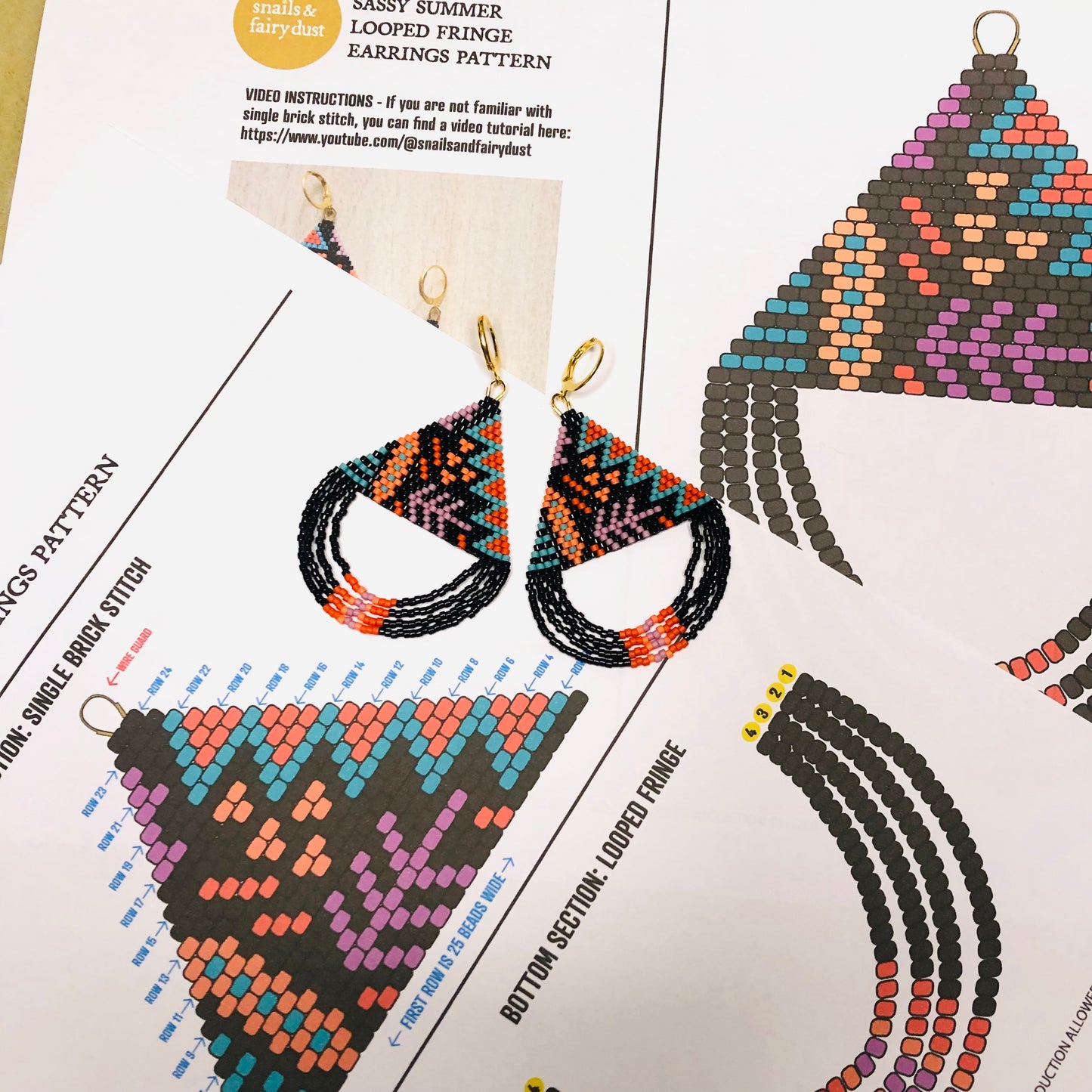 Sassy Summer Beaded Fringe Earrings Pattern - Digital Download
