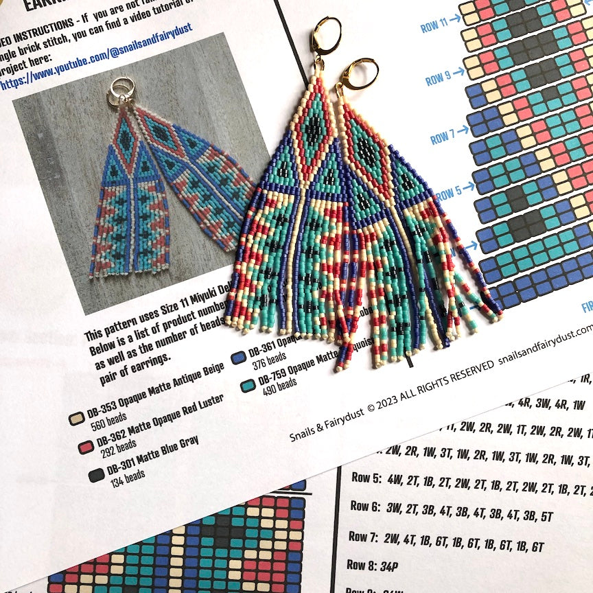 Pisces Aries Cusp Fringe Earrings Pattern - Digital Download