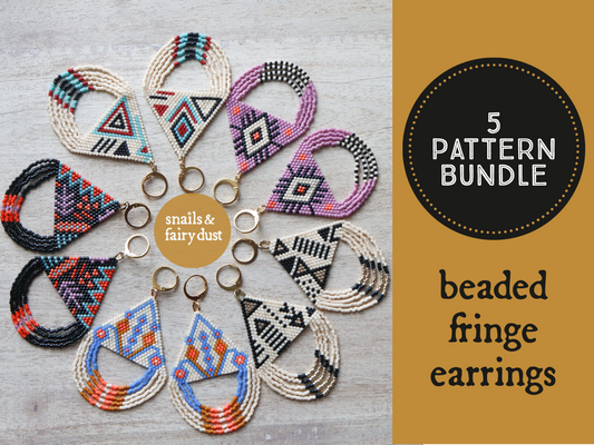 Looped Fringe Beaded Earring 5 Pattern Bundle - digital file