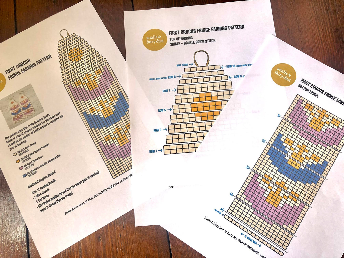 First Crocus Beaded Earrings Pattern - Digital Download