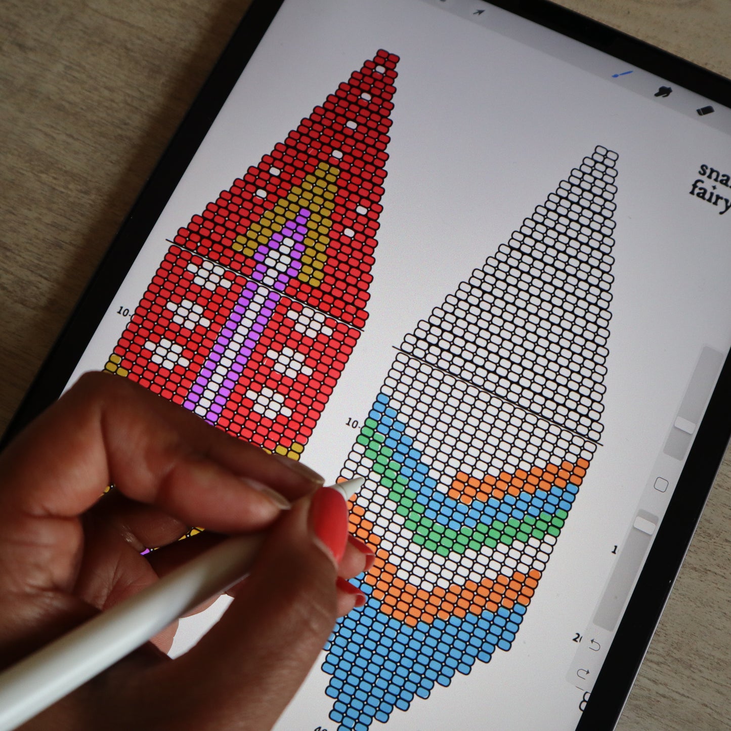 Digital Beading Templates for Procreate or Print - Double Brick Stitch with Fringe