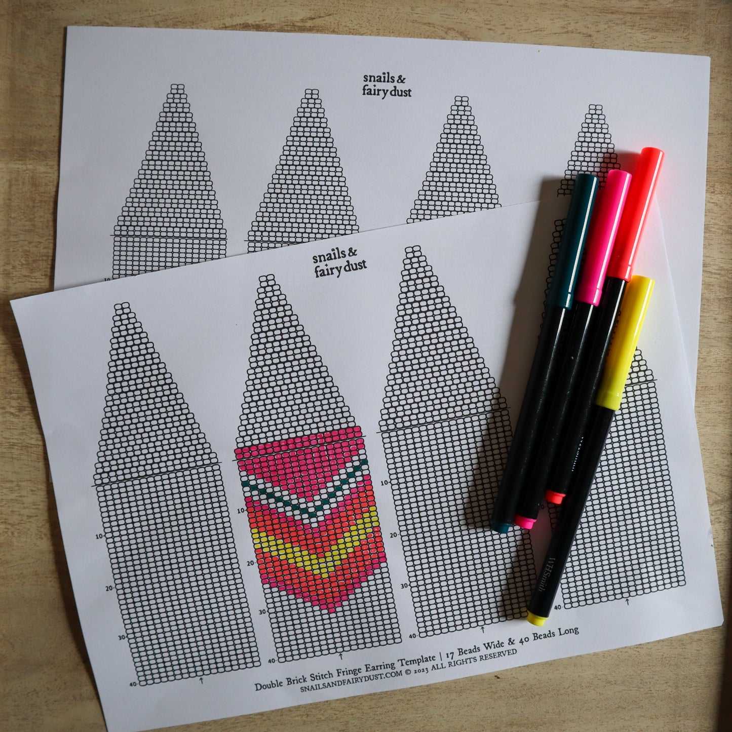 Digital Beading Templates for Procreate or Print - Double Brick Stitch with Fringe