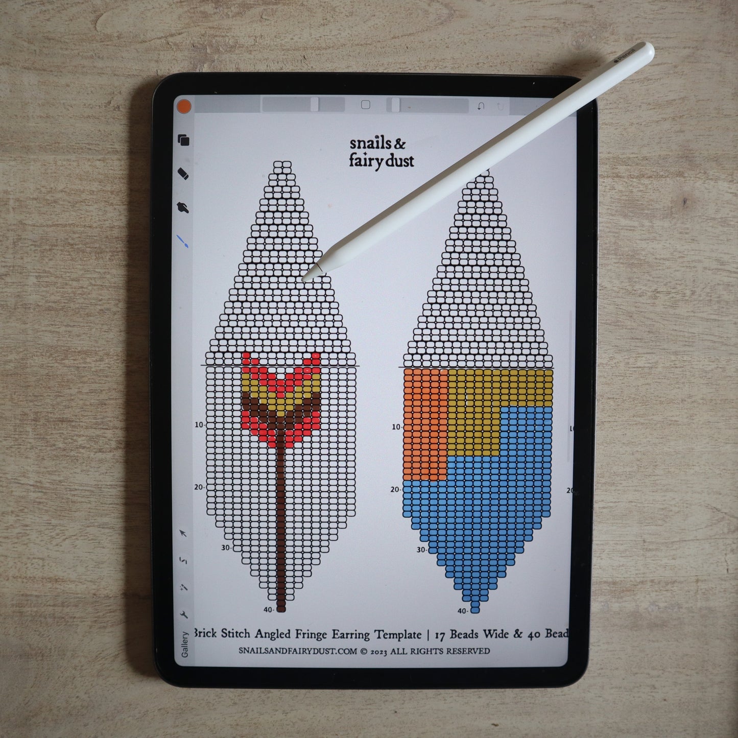 Digital Beading Templates for Procreate or Print - Double Brick Stitch with Fringe