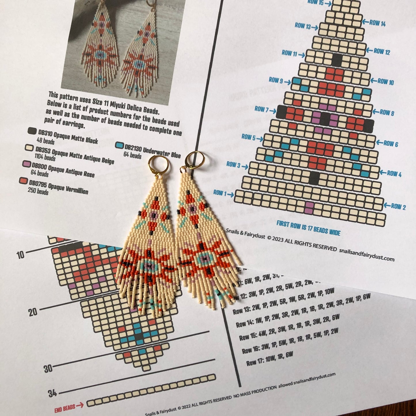 Grounded Eye Fringe Earrings Beading Pattern - Digital Download