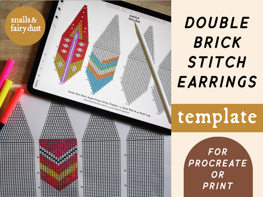 Digital Beading Templates for Procreate or Print - Double Brick Stitch with Fringe