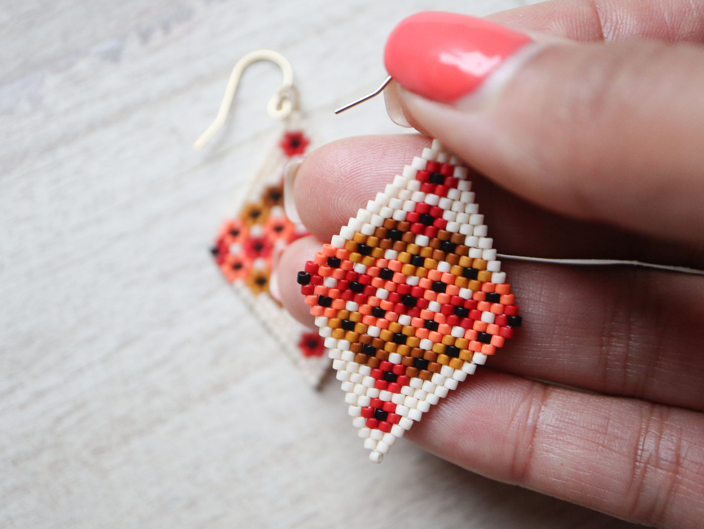 Flower Fields Sunset Diamond Earrings Pattern - Digital Download