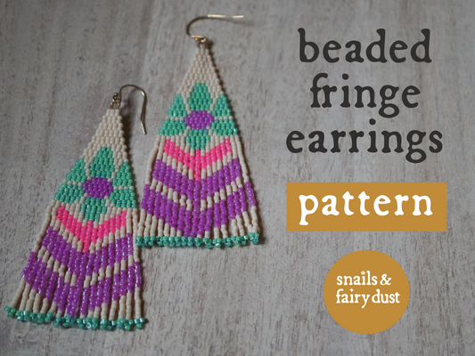 Neon Funky Flower Fringe Earrings Pattern - Digital Download