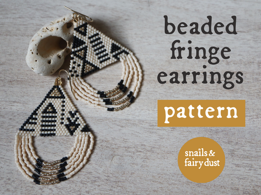 Golden Compass Beaded Looped Fringe Earrings Pattern - Digital Download