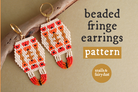 Pop of Poppy Beaded Fringe Earrings Beading Pattern - Digital Download