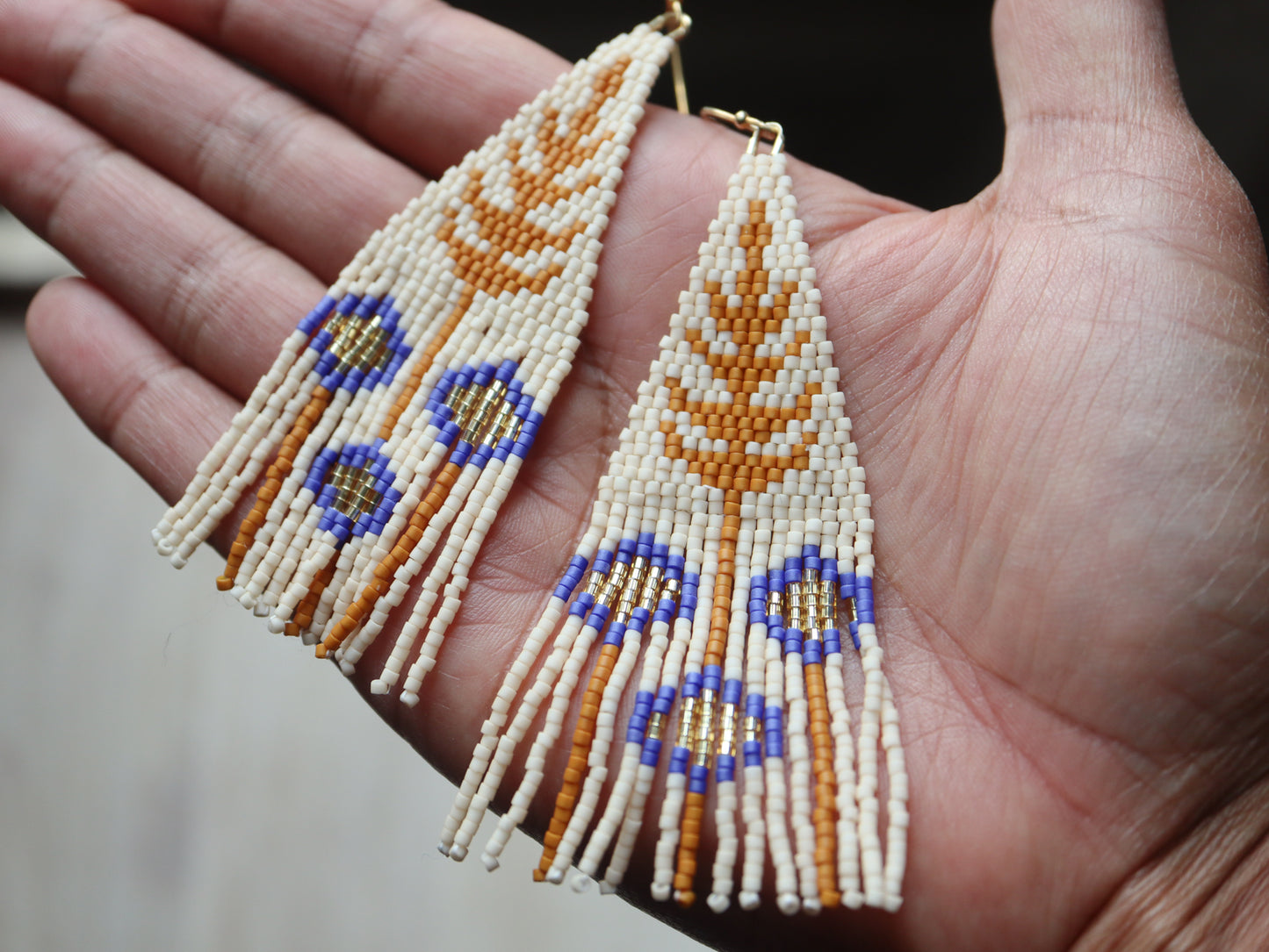 Goldenrod and Asters Beaded Earrings Pattern - Digital Download