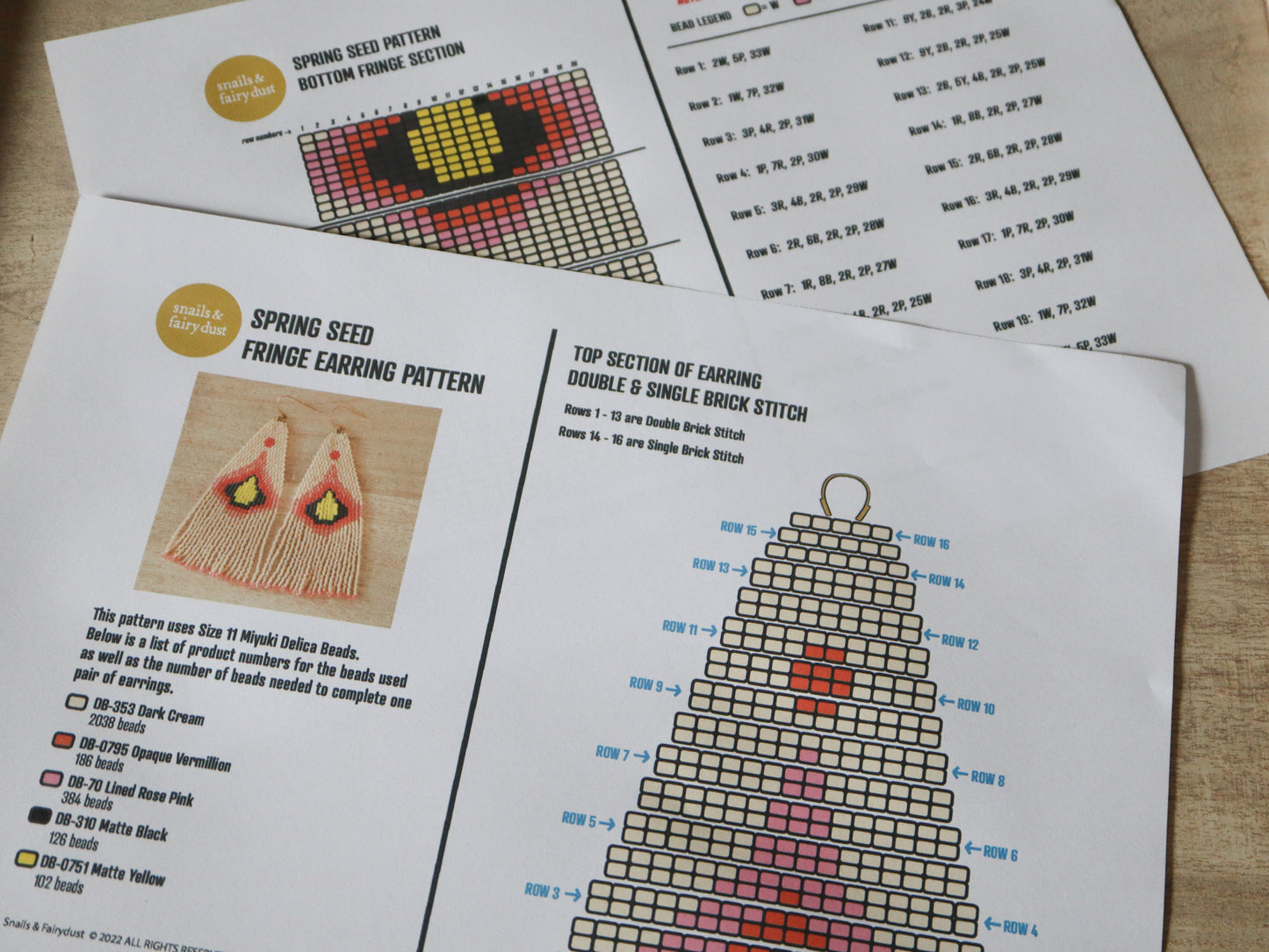 Spring Seed Beaded Earrings Pattern - Digital Download