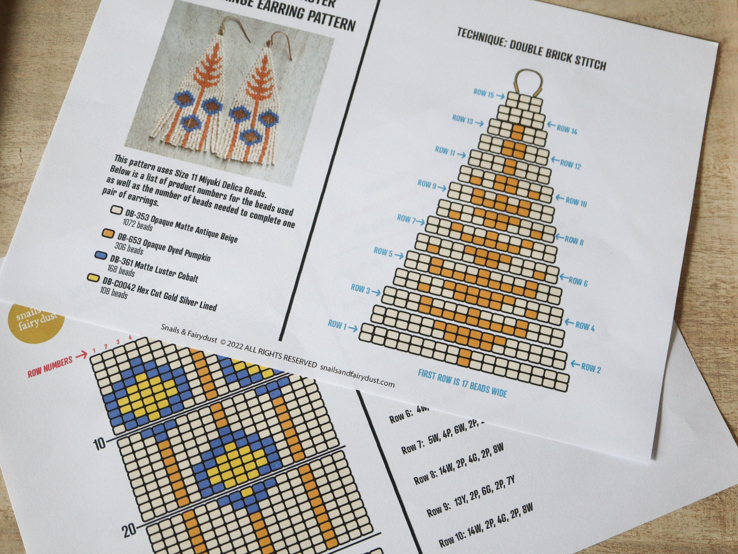 Goldenrod and Asters Beaded Earrings Pattern - Digital Download
