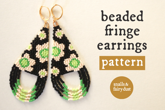 Spring Green Looped Fringe Earrings Beading Pattern - Digital Download