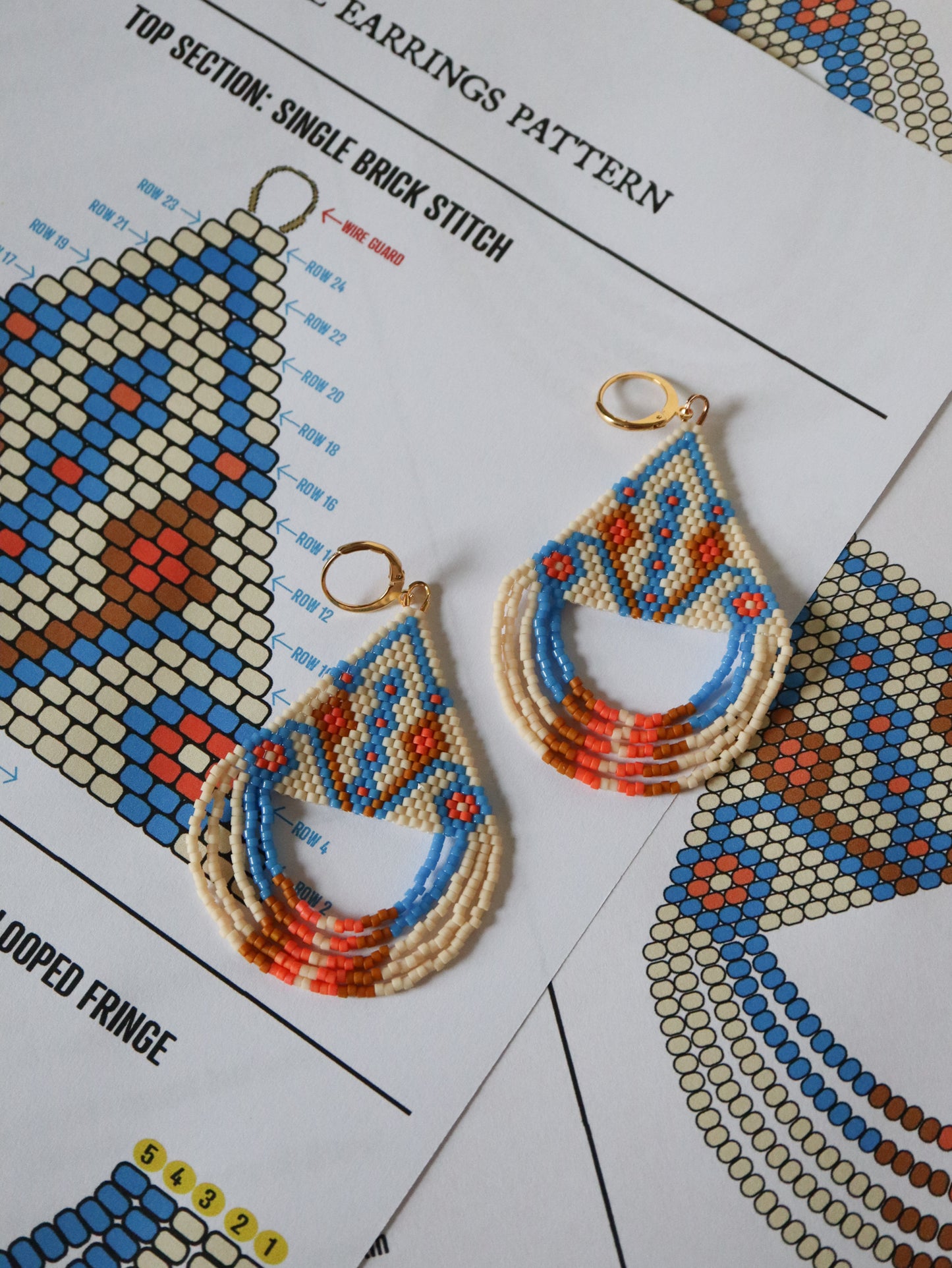Looped Fringe Beaded Earring 5 Pattern Bundle - digital file