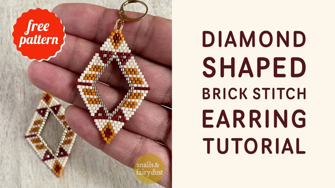 Diamond Shaped Brick Stitch Earrings: A Free Pattern Beginner Tutorial