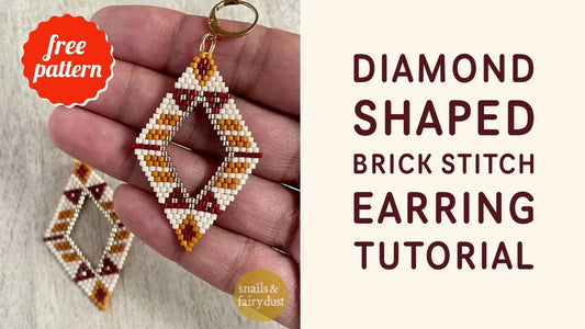 Diamond Shaped Brick Stitch Earrings: A Free Pattern Beginner Tutorial
